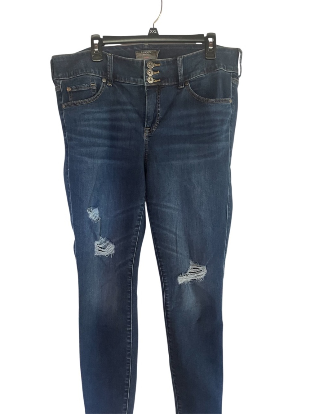 torrid Dark Blue Distressed Skinny Jeans 16T
